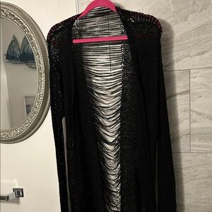 Black Open-Knit Women's Sweater